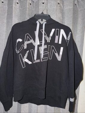 Calvin Klein Black Hoodie with White Graphic Logo
